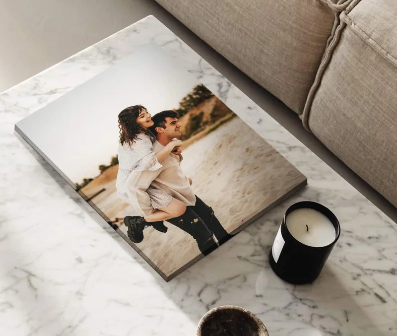 Beautiful canvas print of happy couple.