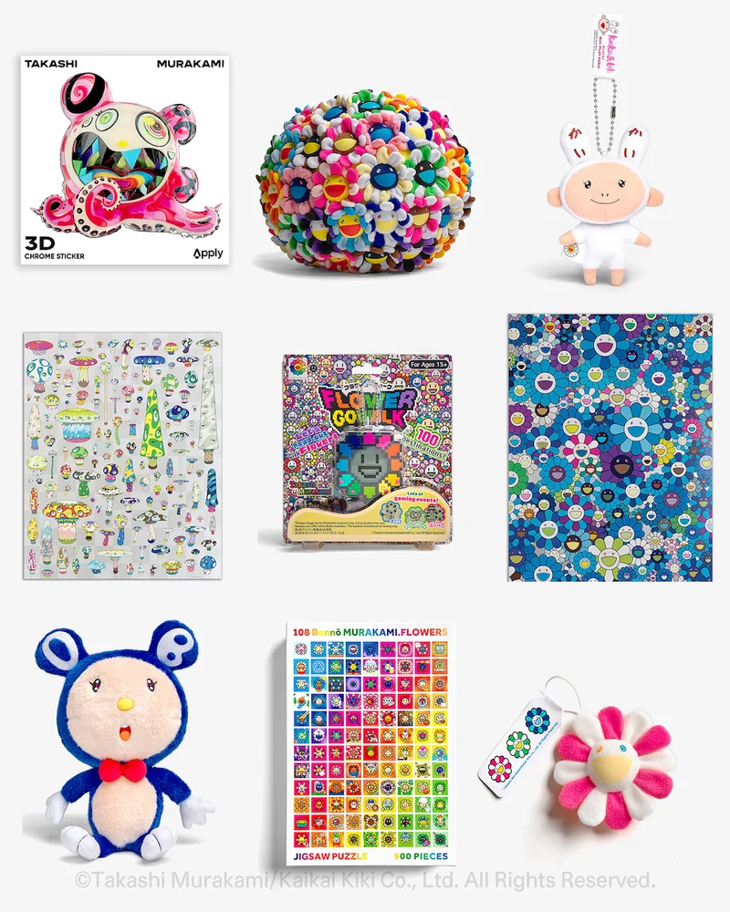 Various Takashi Murakami merchandise