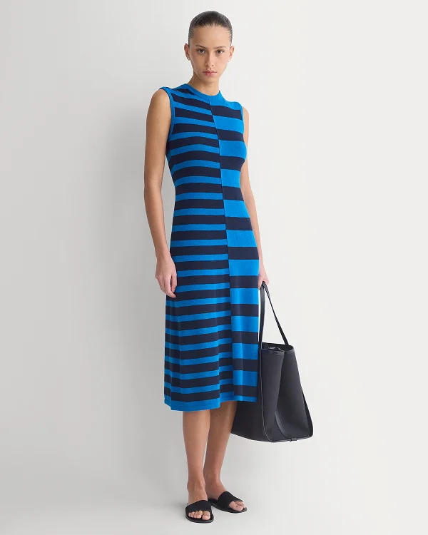 Image | Model | Striped Sweater Midi Dress | Blue True Navy Duo Stripe