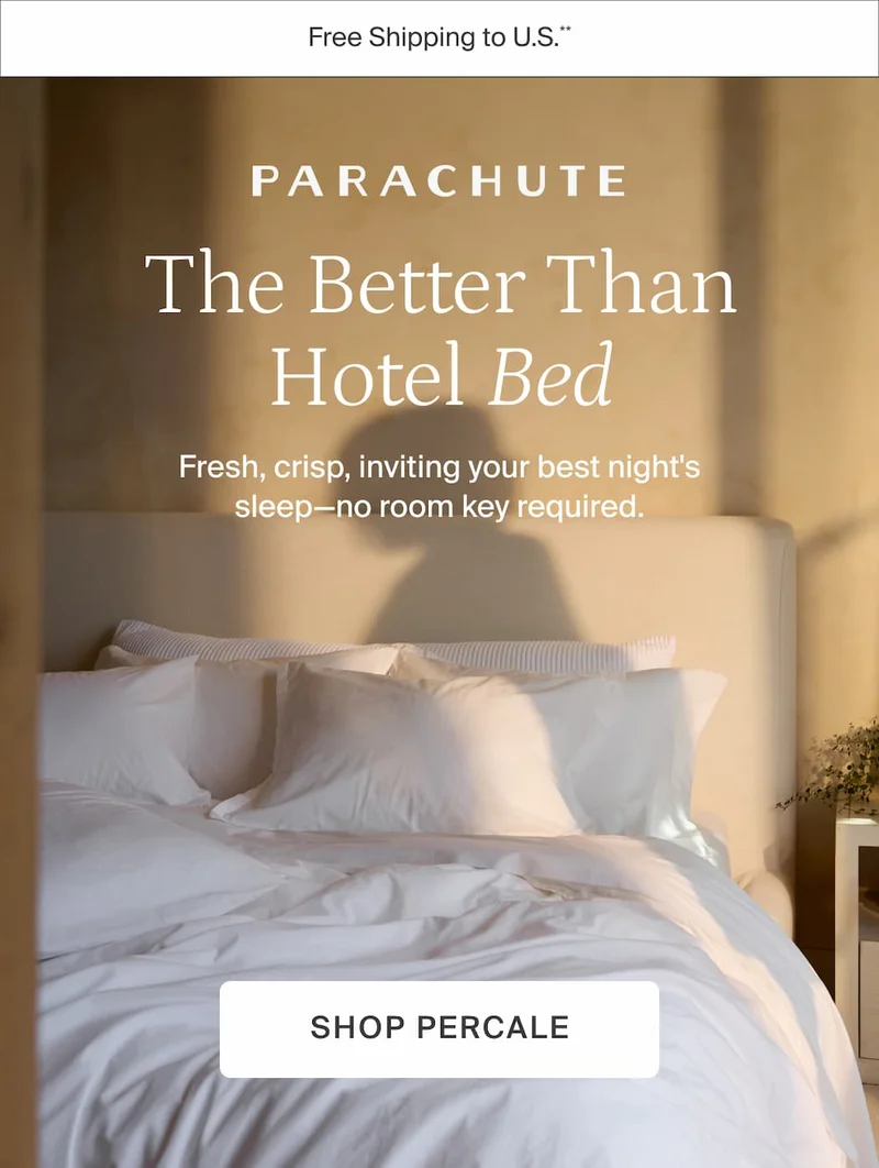 The better than hotel bed. Shop percale.