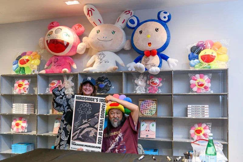 Takashi Murakami with merchandise