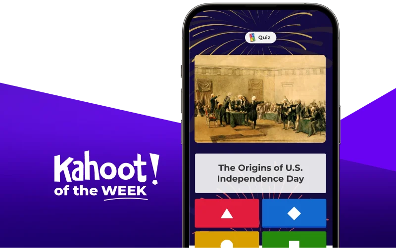 Smartphone displaying a kahoot entitled ''The Origins of U.S. Independence Day'' Smartphone displaying a kahoot entitled ''The Origins of U.S. Independence Day''