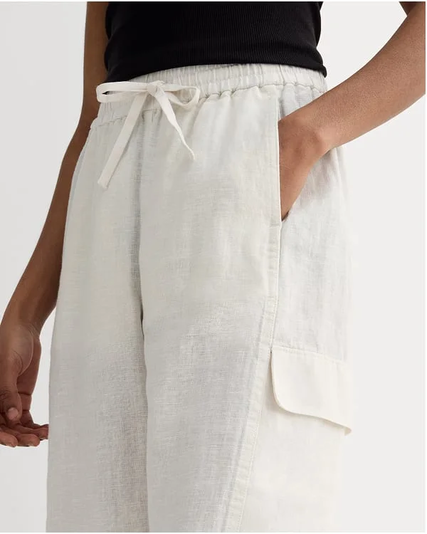 [Image]The Cargo Curve Pant in Linen | Natural Chambray