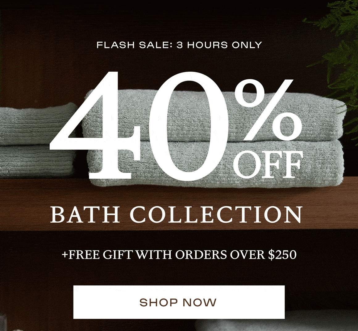 Shop 40% Off The BATH COLLECTION for 3 HOURS ONLY