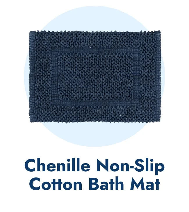 Sophie Border Chenille Non-Slip Cotton Bath Mat