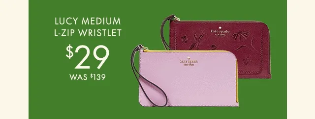 Lucy Medium L-Zip Wristlet $29 was $139