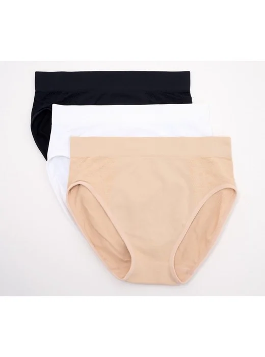 Breezies Seamless Lace Comfort Set of 3 Hi-Cut Panties