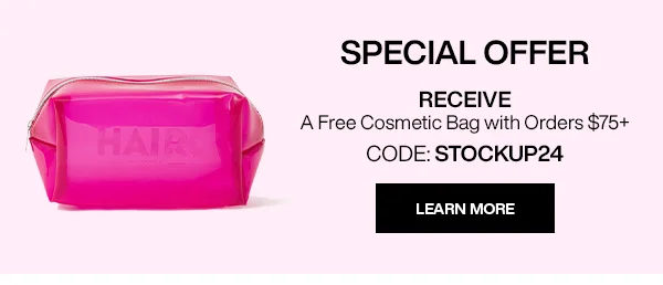free cosmetic bag with $75+ orders