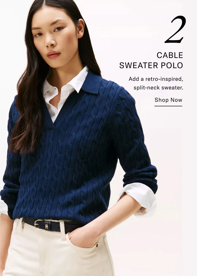 CABLE SWEATER POLO Add a retro-inspired, split-neck sweater. Shop Now