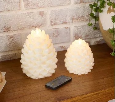 Luminara Flameless Set of 2 Glittering Pinecones