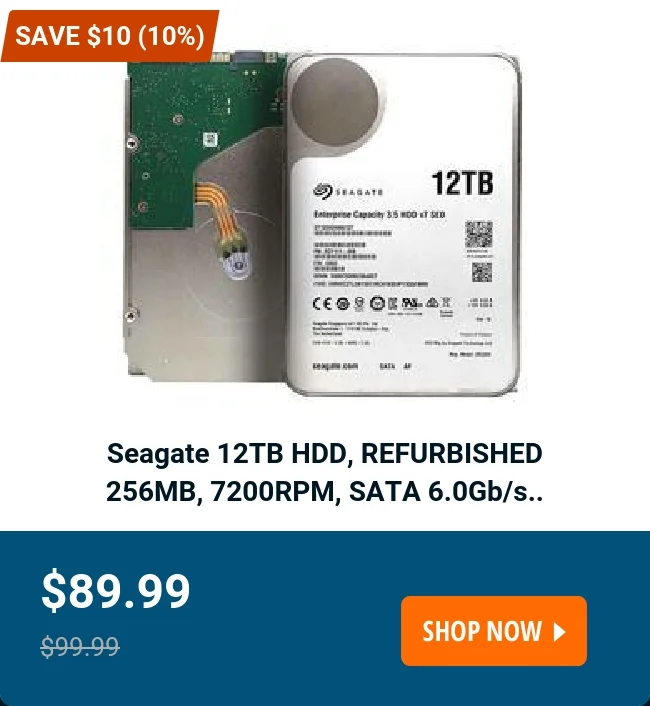 Seagate 12TB HDD, REFURBISHED