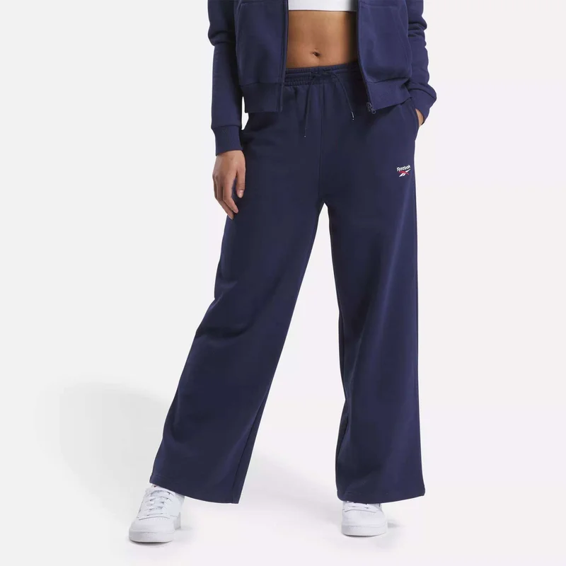 Image of Women's Reebok Identity Small Logo Fleece Wide Leg Pants