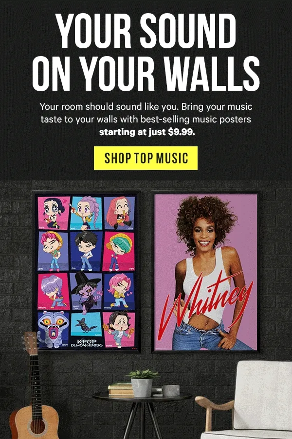 Your Sound On Your Walls: Your room should sound like you. Bring your music taste to your walls with best-selling music posters starting at just $9.99.