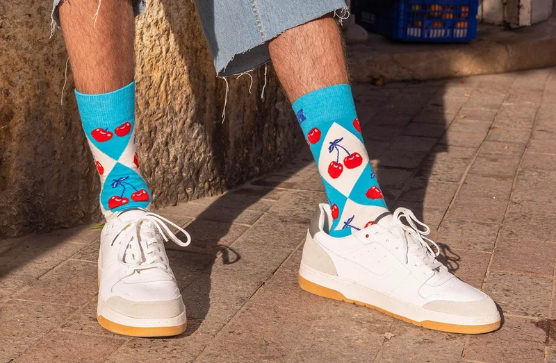 Cherry Argyle Sock