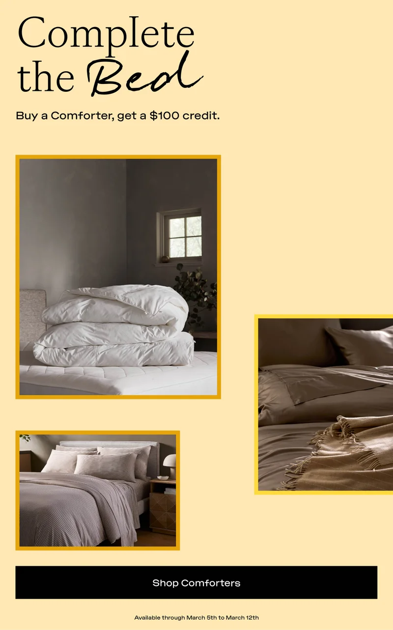 Complete The Bed - shop a comforter, get $100 back