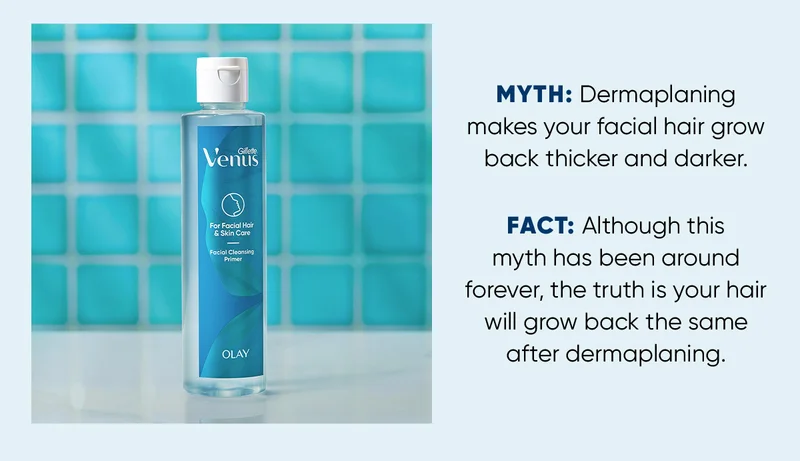 MYTH: Dermaplaning makes your facial hair grow back thicker and darker. FACT: Although this myth has been around forever, the truth is your hair will grow back the same after dermaplaning.
