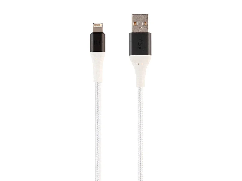 Premium Braided Apple MFi Certified Kevlar-Reinforced Lightning to USB-A Charging Cable - 3ft, White