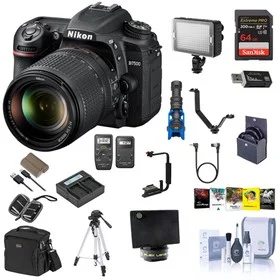 D7500 DSLR Camera with AF-S DX NIKKOR 18-140mm f/3.5-5.6G ED VR Lens - Bundle With 64GB SDHC Card, Camera Bag, Spare Battery, Remote Shutter Release, Video Light, Tripod, Shotgun Mic, And More