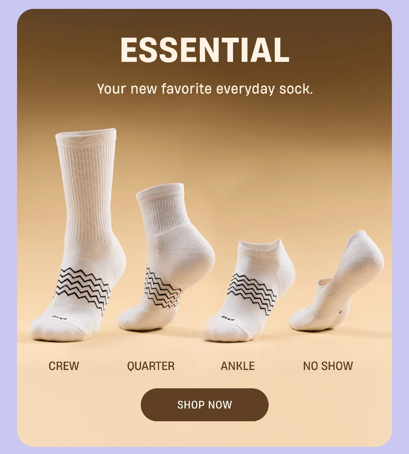 Essential | Your new favorite everyday sock. | Crew, Quarter, Ankle, No Show | Shop Now