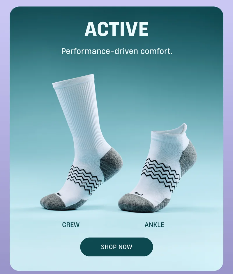 Active | Performance-driven comfort. | Crew, Ankle | Shop Now
