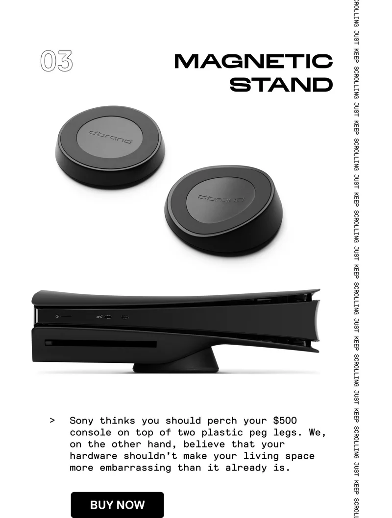 Also: we made a magnetic stand for horizontal orientation. Throw those peg legs in the garbage.