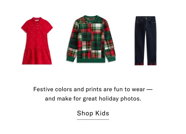 Festive colors and prints are fun to wear - and make for great holiday photos. Shop Kids