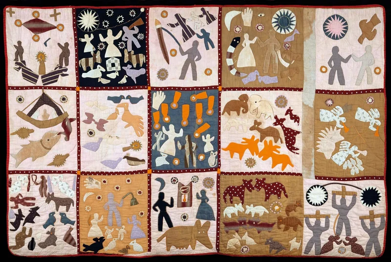 Despite some colors fading with time, the brilliance of Harriet Powers's work on the Pictorial Quilt shines through. The blanket's 15 panels depict Bible stories alongside events from Powers's life and times.