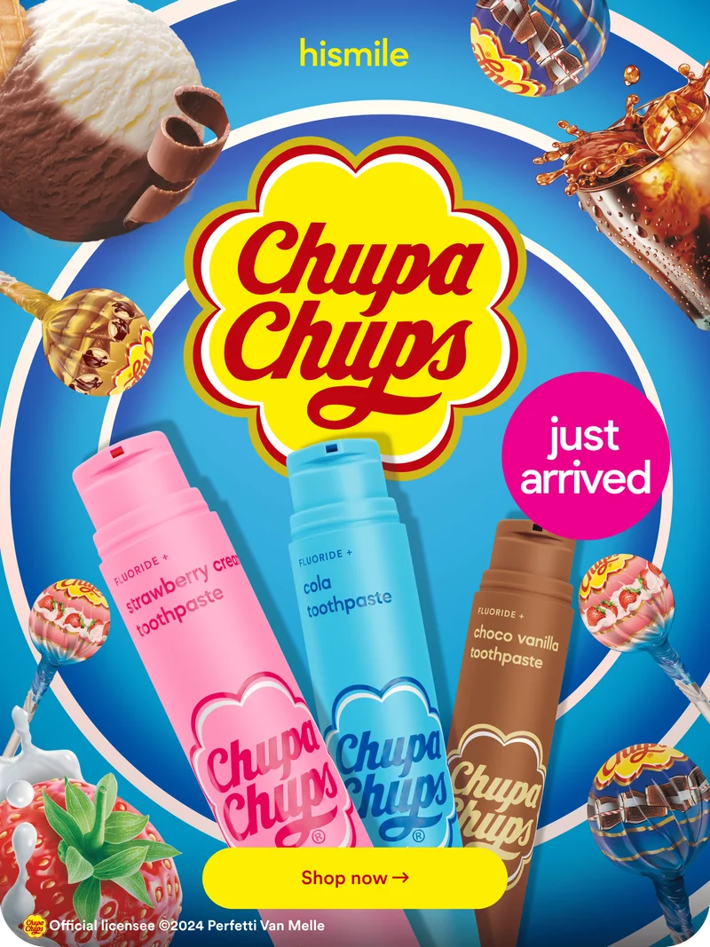 Chupa Chups flavoured toothpastes are here! Strawberry Cream, Cola and Choco Vanilla!