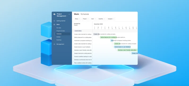 Project management interface using a timeline view
