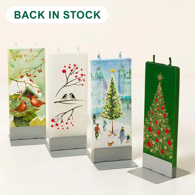 Hand-Painted Holiday Flat Candle