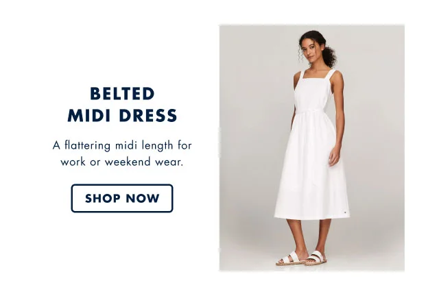 Belted midi dress                                            A flattering midi length for work of weekend wear.                                            Shop now