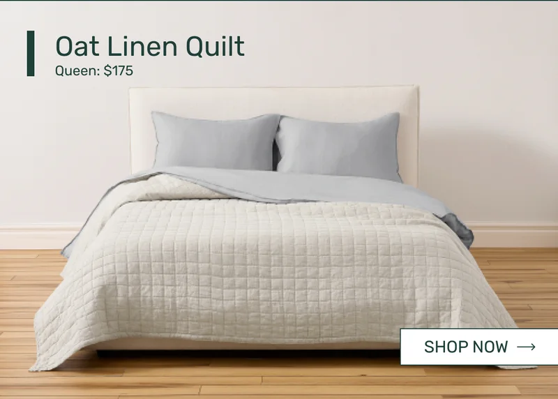 Oat Linen Quilt - Queen: $175