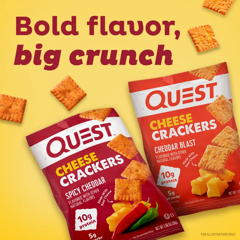 Quest Spicy Cheddar and Cheddar Blast flavored crackers
