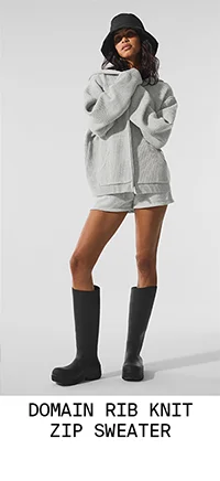 Domain Rib Knit Zip Sweater