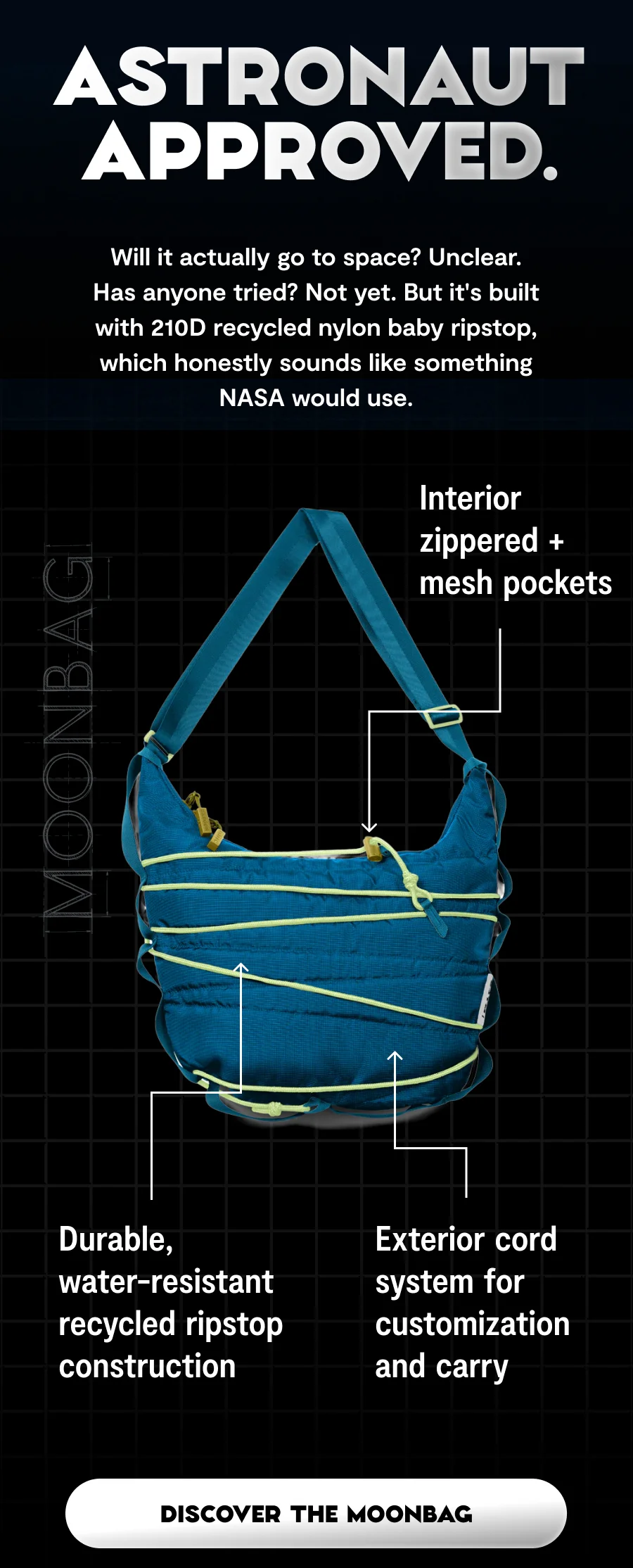 an image of a blue bag with a yellow line on it