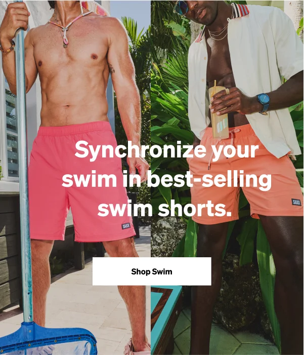 Synchronize your swim style in best-selling swim shorts.