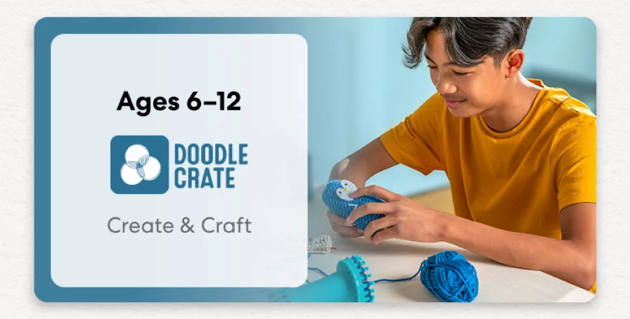 Teen creating an advanced KiwiCo project. Ideal for ages 6 to 12 to spark creativity and innovation.