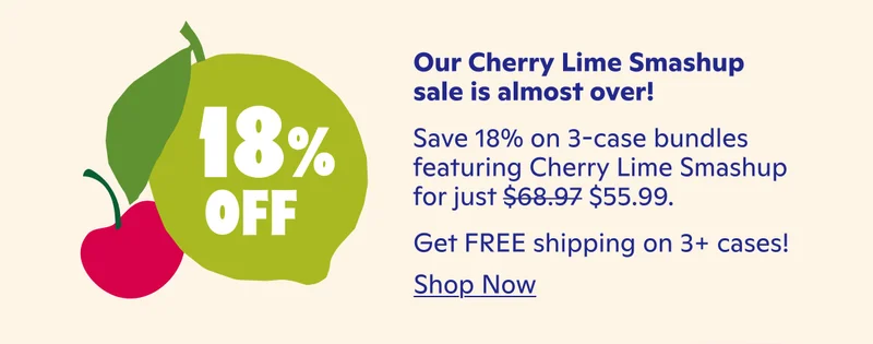 Limited time only: Save 18% on 3-case bundles featuring Cherry Lime Smashup for just $55.99