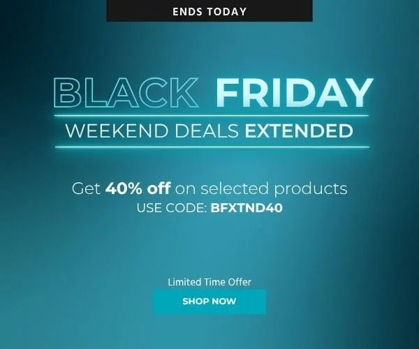 Black Friday Weekend Deals Extended Get 40% on selected products Use Code: discount code Limited Time Offer