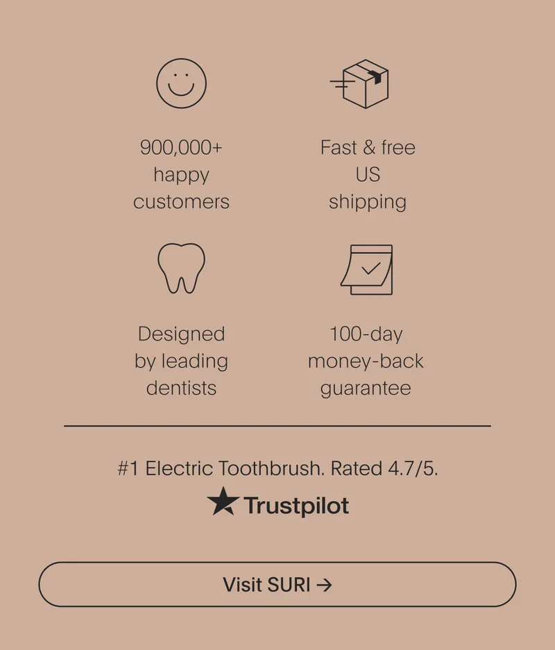 designed by leading dentists | 100-day money-back guarantee | 900,000+ happy customers | fast & free us shipping - visit suri