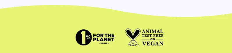 1 percent for the planet. PETA certified cruelty free and vegan
