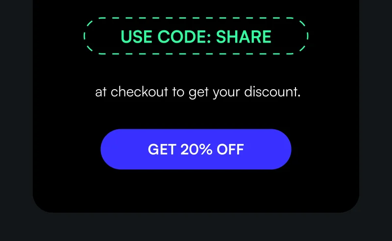 Use code SHARE at checkout to get your discount. [ GET 20% OFF ]