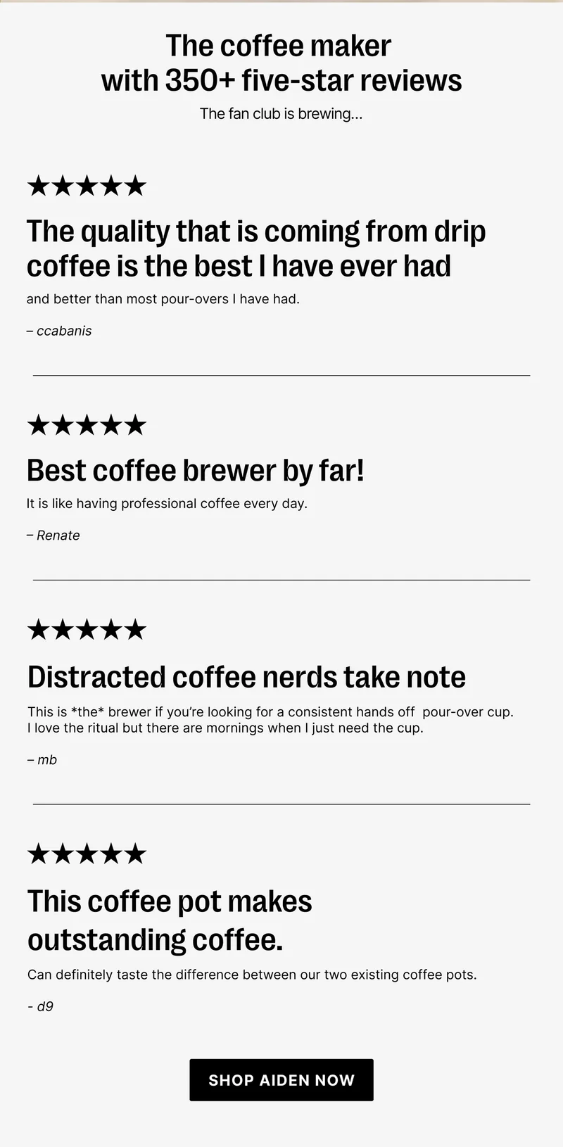 The coffee maker with 350+ five-star reviews