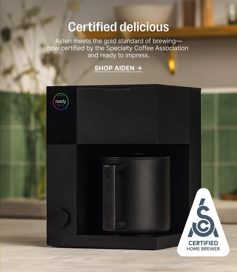 Certified delicious - Aiden meets the gold standard of brewing- now certified by the Speciality Coffee Association and ready to impress - Shop Aiden