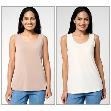 Susan Graver Modern Essentials Set of 2 Liquid Knit Tanks