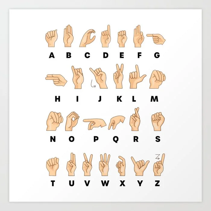 ASL Sign Language Hand Alphabet Teacher Art Print Art Print