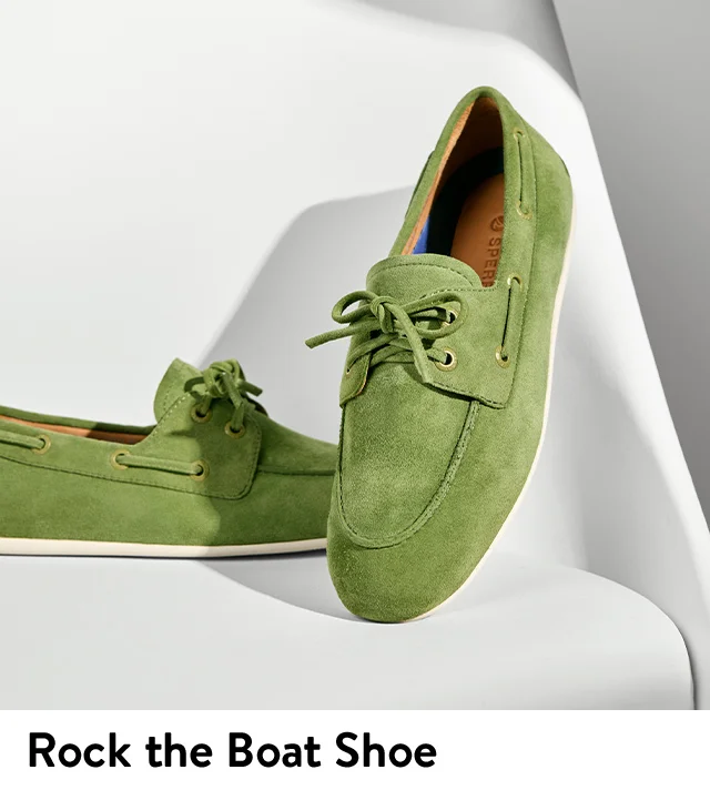 A pair of green boats shoes.
