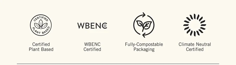 Certified Plant Based. WBE NC Certified. Fully-Compostable Packaging. Climate Neutral Certified.