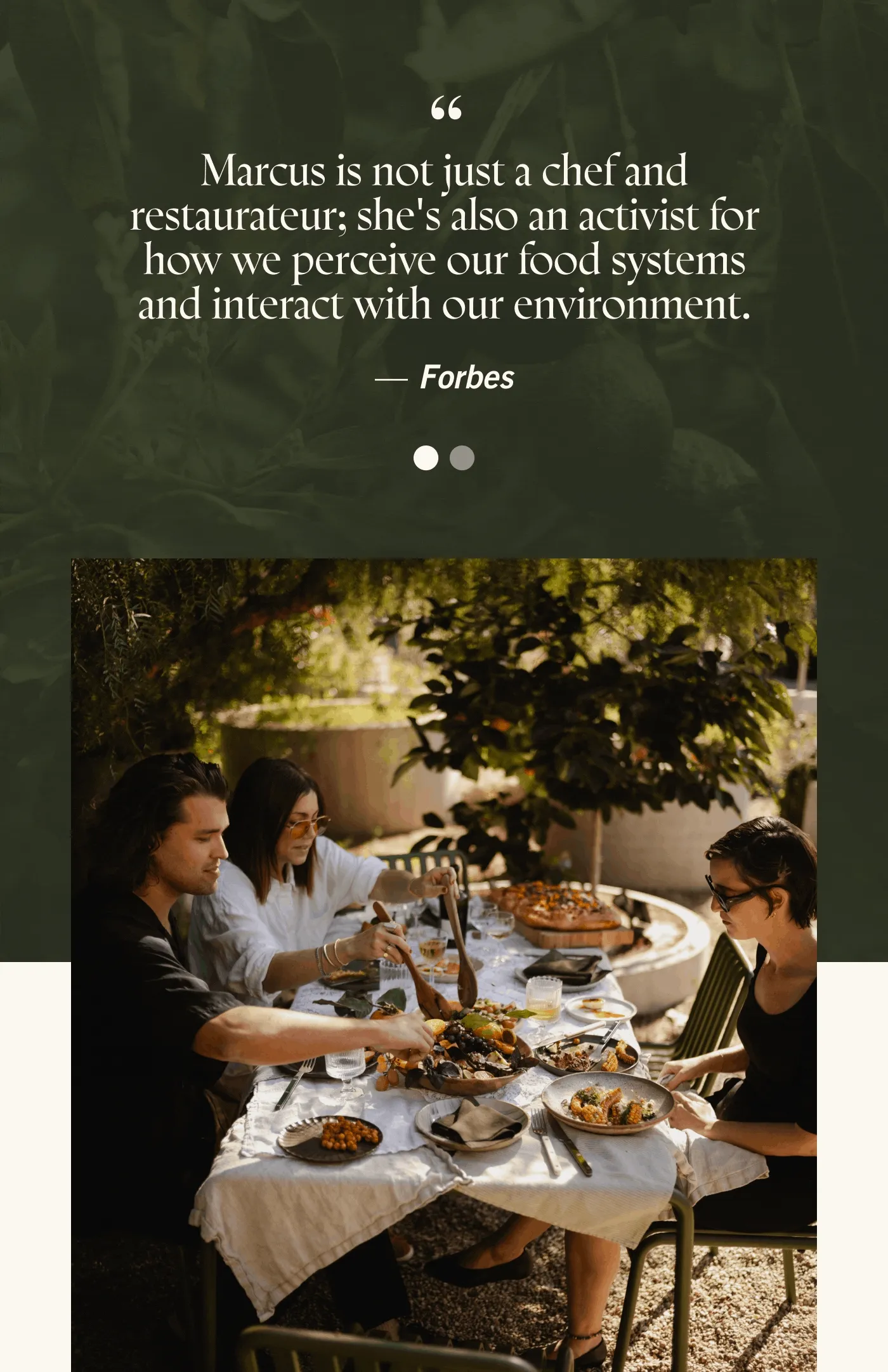 “Camilla Marcus is one of the most dynamic women on the food scene.” — Cherry Bomb  “Marcus is not just a chef and restaurateur; she's also an activist for how we perceive our food systems and interact with our environment.” — Forbes