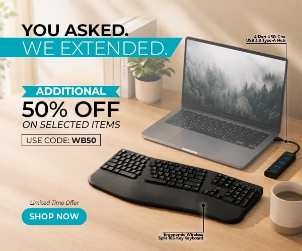 YOU ASKED. WE EXTENDED. Limited-Time Deals on Top Products Up to 50% OFF Code: discount code